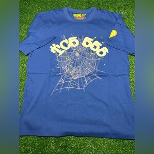 Blue Graphic Men's Tee with Web Design